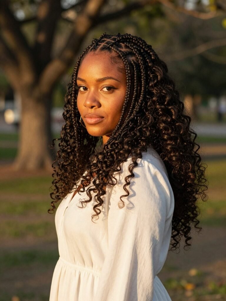 Fulani Braids With Loose Curly Ends