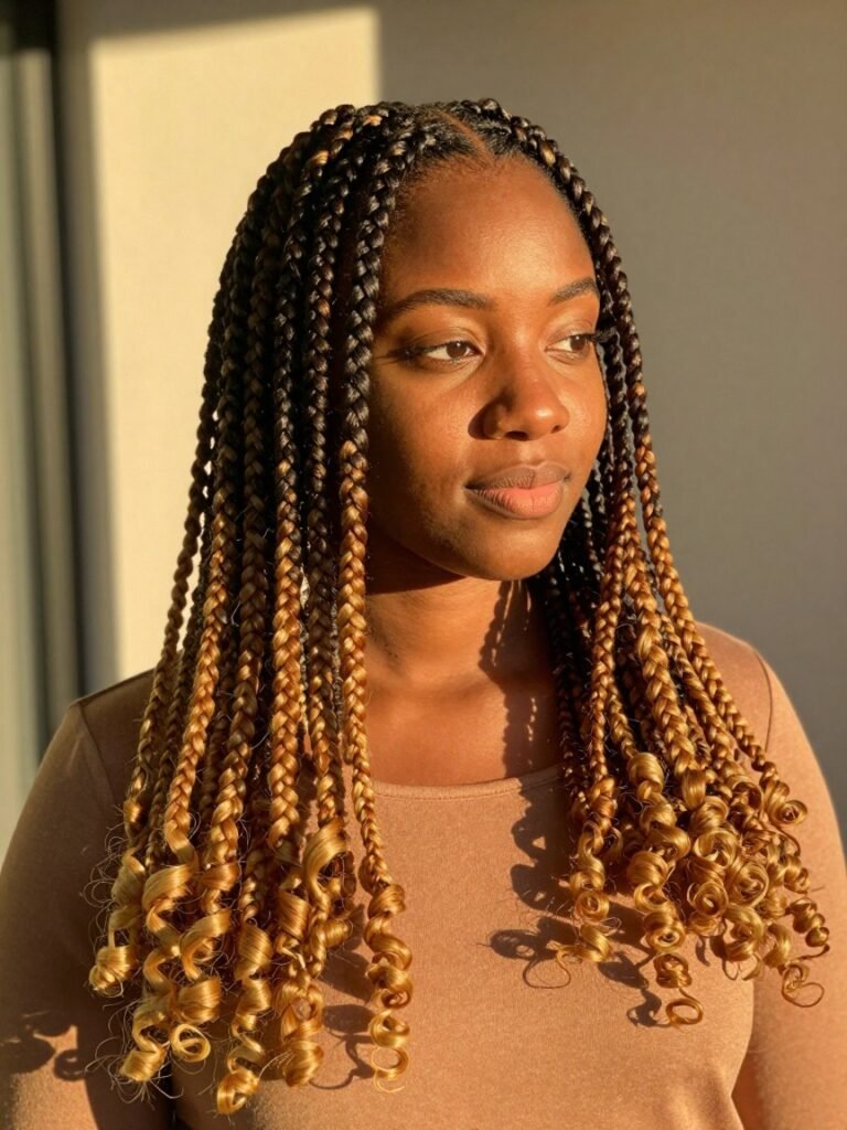 Ombre Fulani Braids From Dark Roots to Honey Blonde