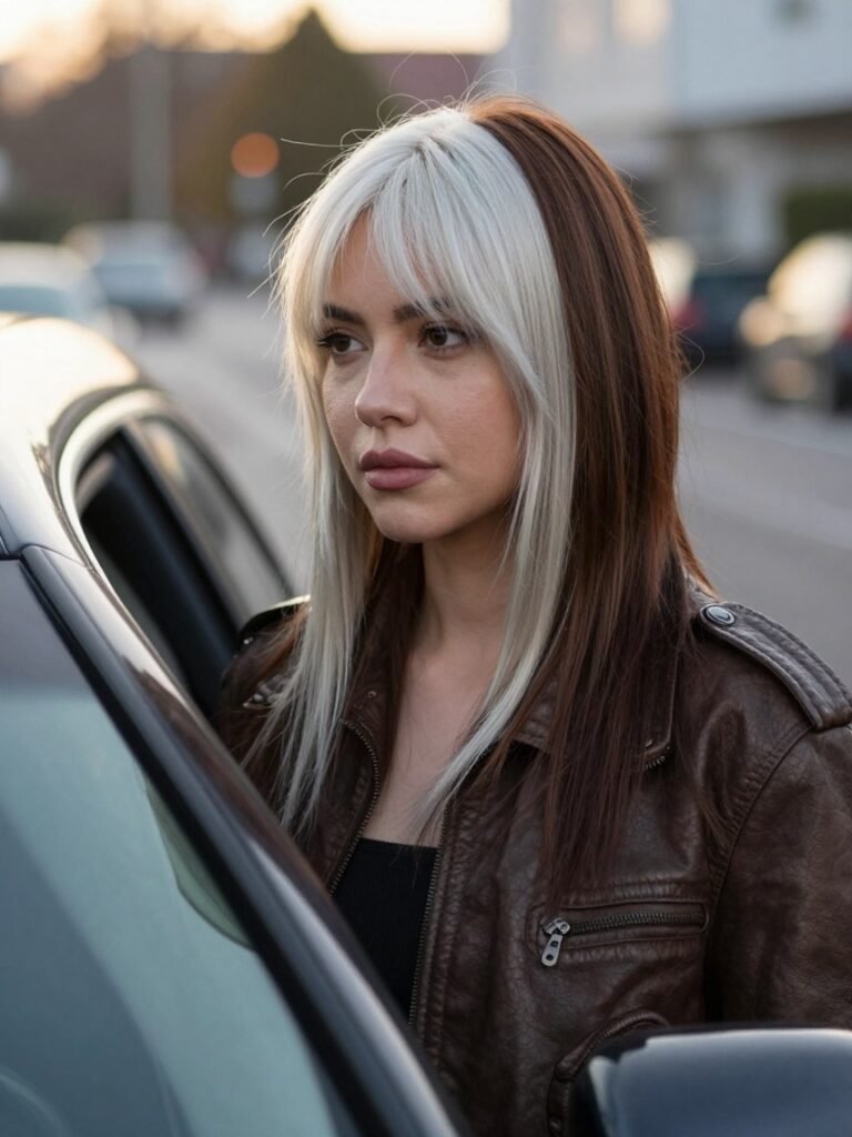 Two-Tone Grunge Hairstyle With a Pale Money Piece