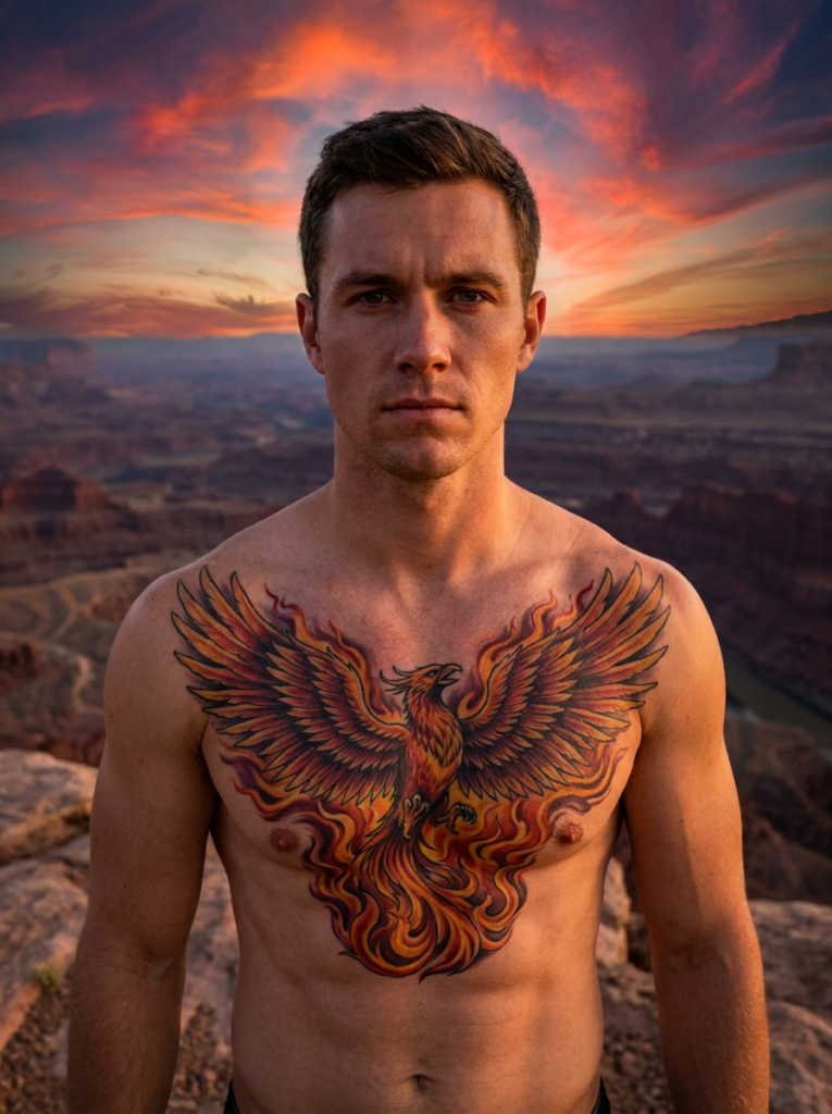 21 Chest Tattoos For Men: Trending And Iconic Ideas 17 Color Phoenix Rising From Flames
