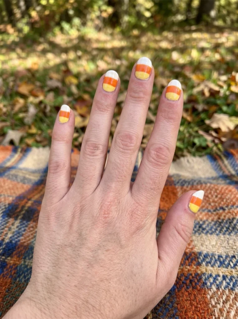 Candy Corn Striped Halloween Nails