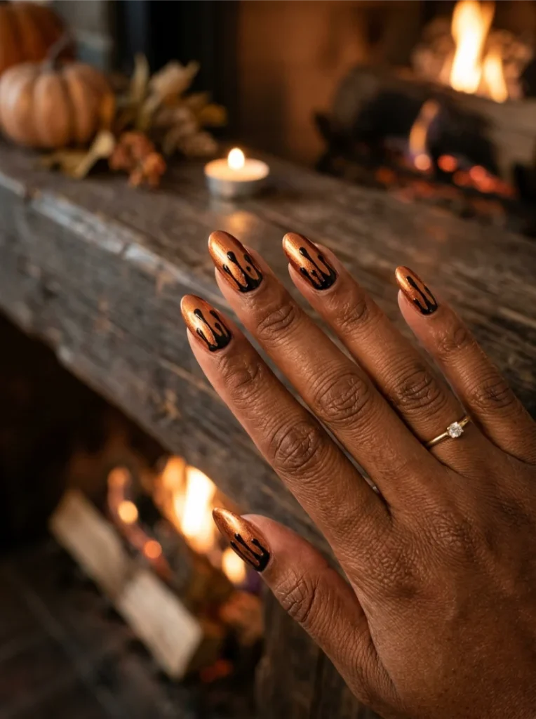  Copper Foil Drip Halloween Nails