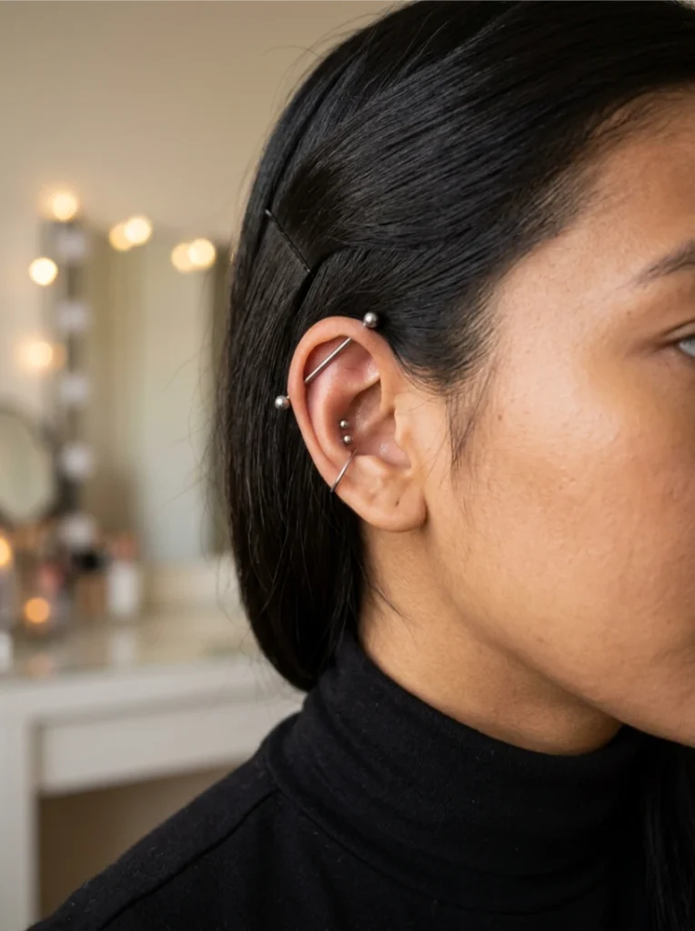 Layered Industrial Piercing Over an Existing Helix Stack