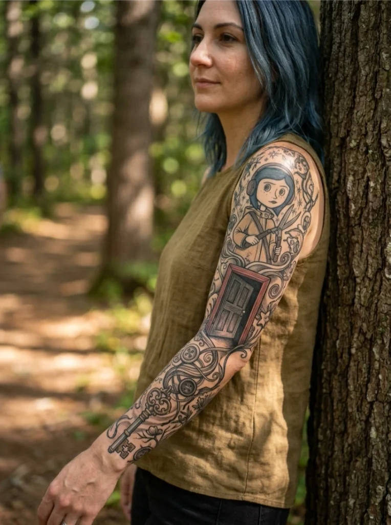 Coraline Sleeve With the Key and Door Motif