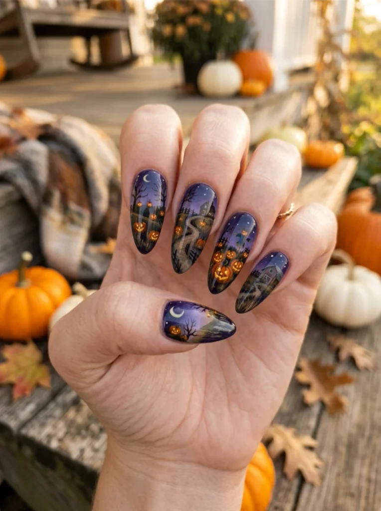 Hand-Painted Pumpkin Patch Scene