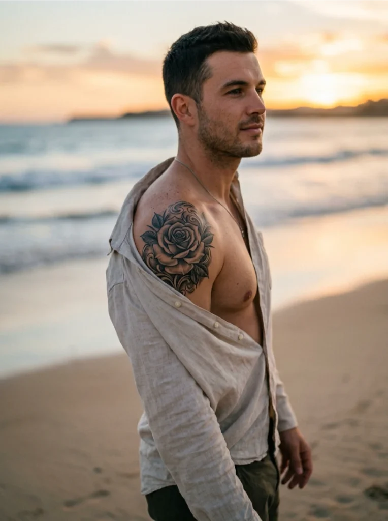 Simple Chicano Style Tattoo for Men on the Shoulder