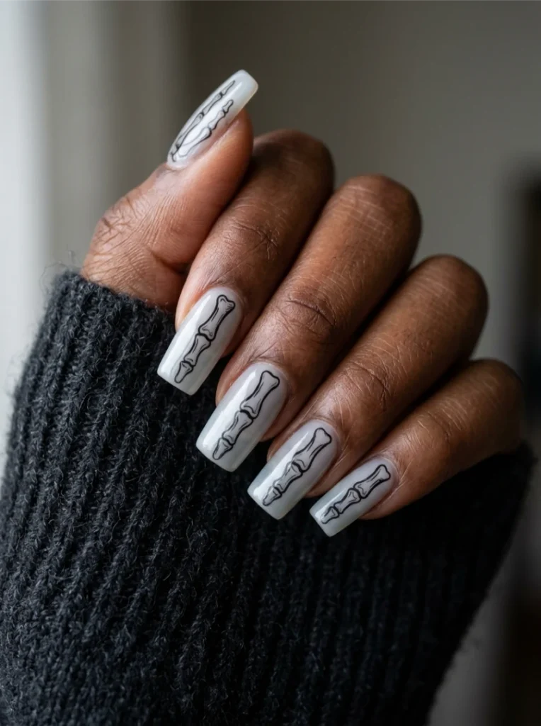 Skeleton Hand X-Ray Halloween Nails