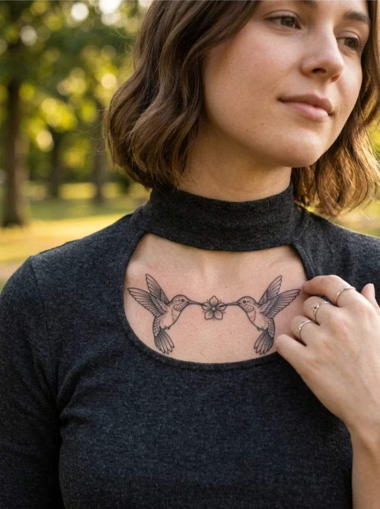 Mirrored Hummingbird Pair Tattoo