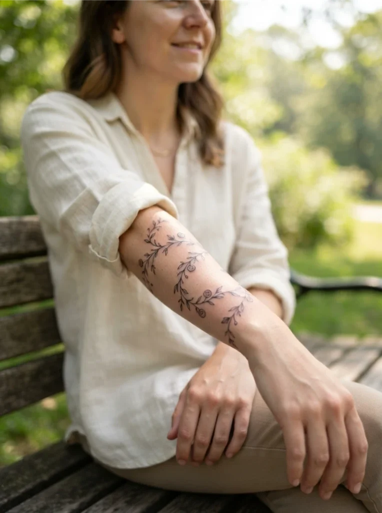 Coraline Vine Tattoo Wrapping the Forearm