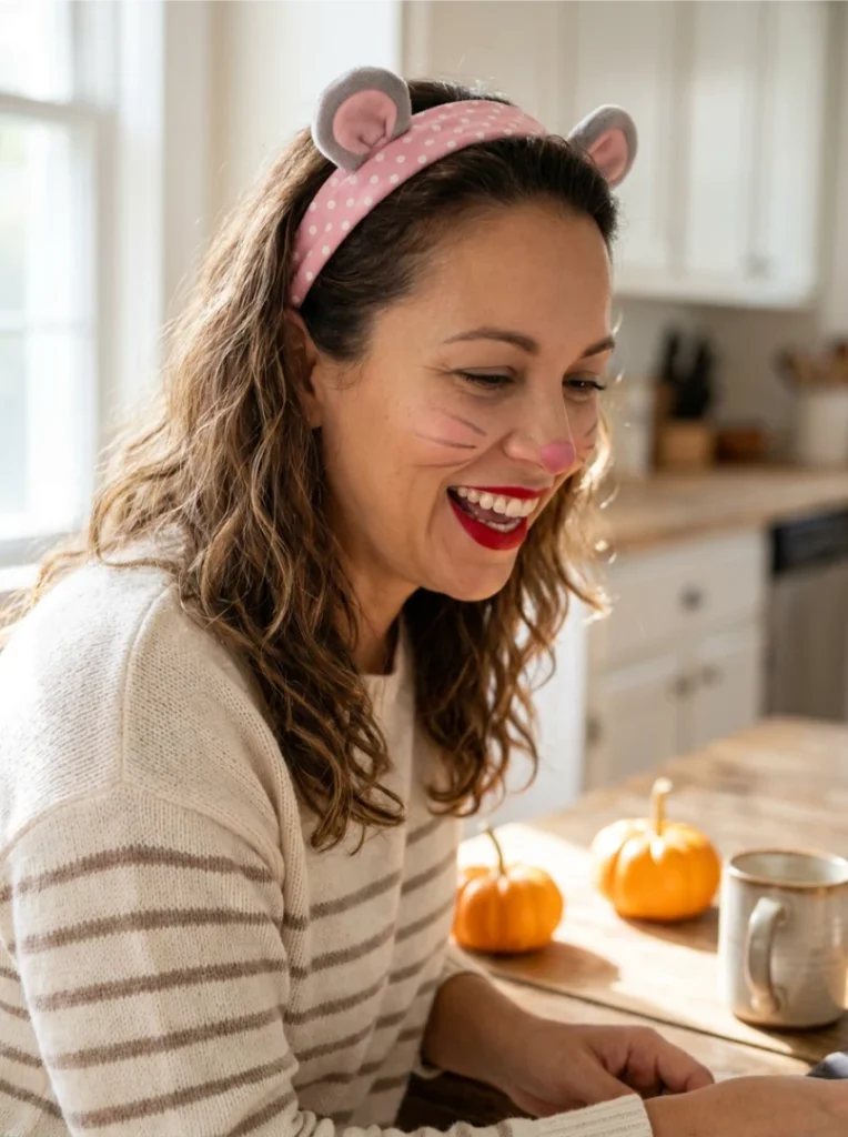 Polka-Dot Mouse Halloween Makeup
