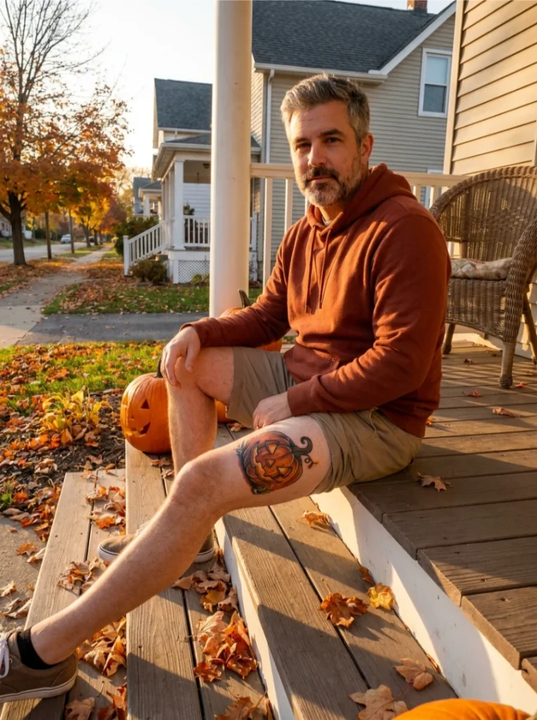 Michael Myers Tattoo Carved Into a Glowing Jack-o'-Lantern