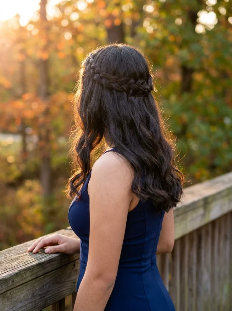 Half Up Half Down with a Braided Crown