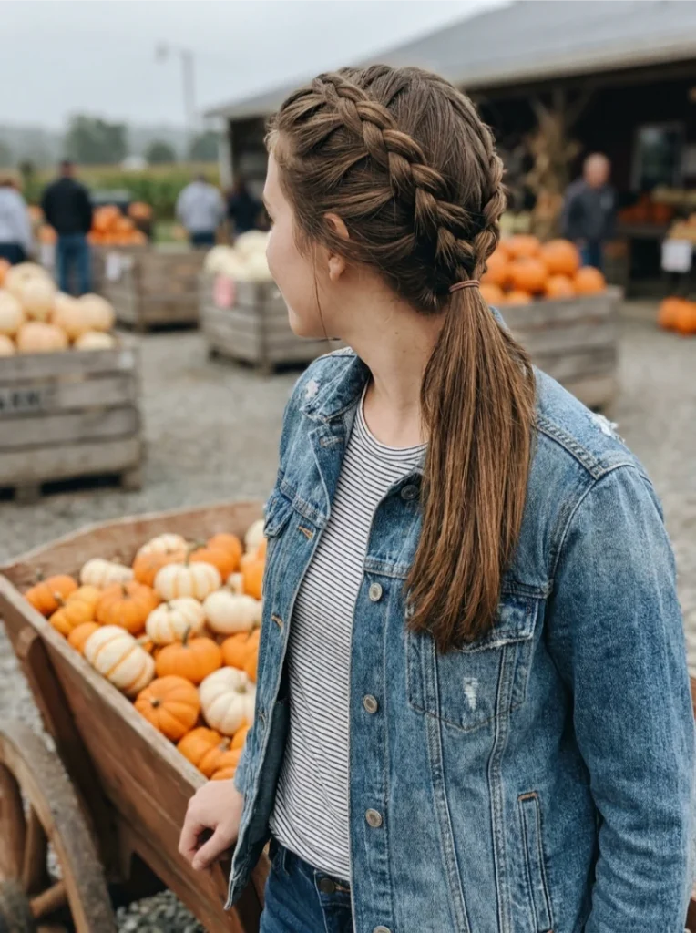  Low Lace Braid Into a Ponytail